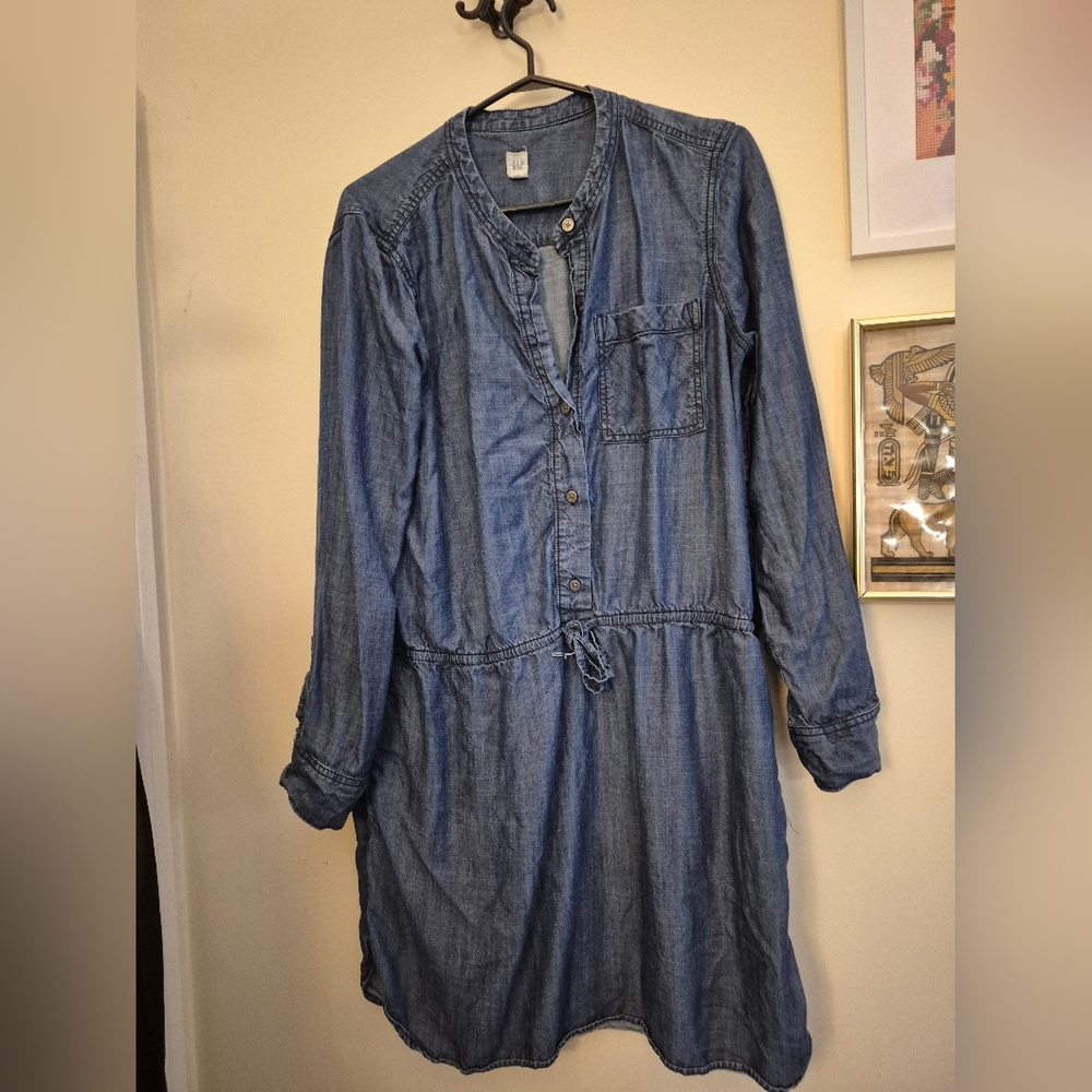 GAP Long Sleeve Denim Blue Dress